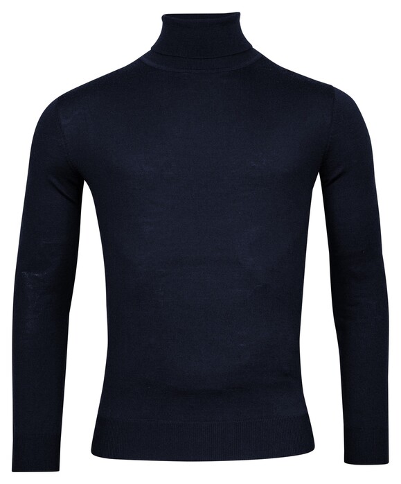 Thomas Maine Merino Wool Rollneck Single Knit Trui Navy