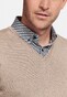 Thomas Maine Merino Wool V-Neck Single Knit Pullover Light Beige Melange