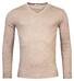 Thomas Maine Merino Wool V-Neck Single Knit Pullover Light Beige Melange