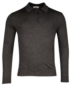 Thomas Maine Merino Zip Collar Single Knit Pullover Anthracite Melange