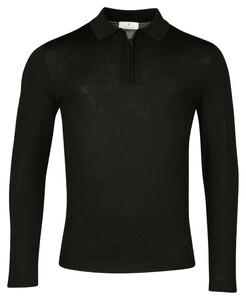 Thomas Maine Merino Zip Collar Single Knit Pullover Black