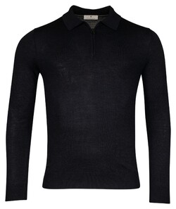 Thomas Maine Merino Zip Collar Single Knit Trui Navy