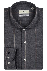 Thomas Maine Modern Kent Cotton Cashmere Overhemd Donker Grijs