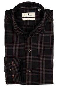 Thomas Maine Modern Kent Twill Check Overhemd Donker Bruin