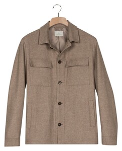 Thomas Maine Monza Wool Blend Double Chest Pocket Overshirt Licht Beige