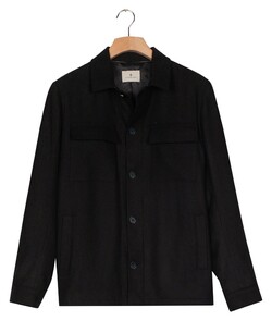 Thomas Maine Monza Wool Blend Double Chest Pocket Overshirt Navy