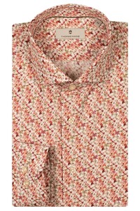 Thomas Maine Multicolor Fantasy Floral Pattern Roma Modern Kent Overhemd Rood-Bruin
