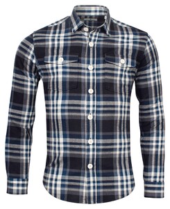 Thomas Maine Overshirt Flannel Check Navy-Off White