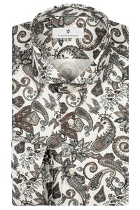 Thomas Maine Paisley Pattern Twill Roma Modern Kent Shirt Off White-Multi