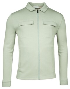 Thomas Maine Polo Collar Full Zip Overshirt Double Chest Pocket Dusty Green