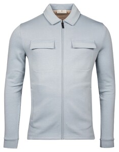 Thomas Maine Polo Collar Full Zip Overshirt Double Chest Pocket Light Blue