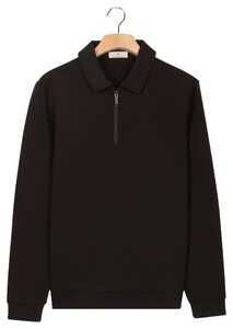 Thomas Maine Polo Half Zip Collar Sweatshirt Trui Zwart
