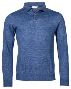 Thomas Maine Polo Pullover Single Knit Mid Blue