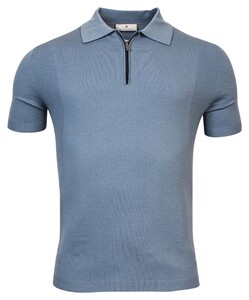 Thomas Maine Polo Pullover Zip Short Sleeve Single & Rib Knit Steel Grey