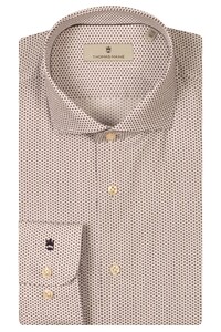 Thomas Maine Poplin Geometric Dot Patern Roma Modern Kent Overhemd Bruin
