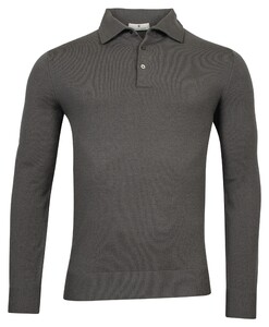 Thomas Maine Pullover Polo Collar Buttons Single Knit Dark Gray