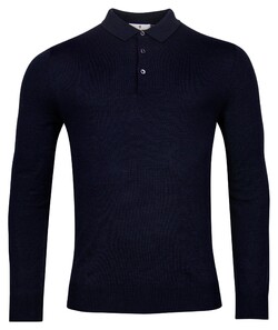 Thomas Maine Pullover Polo Collar Buttons Single Knit Navy