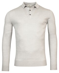 Thomas Maine Pullover Polo Collar Merino Wool Single Knit Extra Light Grey Melange