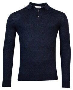 Thomas Maine Pullover Polo Collar Merino Wool Single Knit Navy