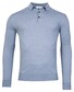 Thomas Maine Pullover Polo Collar Merino Wool Single Knit Sea Blue
