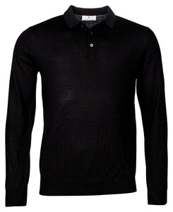 Thomas Maine Pullover Polo Collar Merino Wool Trui Zwart