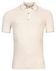 Thomas Maine Pullover Polo Collar Short Sleeve Structure Knit Pima Cotton Polo Beige Melange