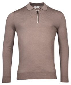 Thomas Maine Pullover Polo Half Zip Collar Single Knit Taupe