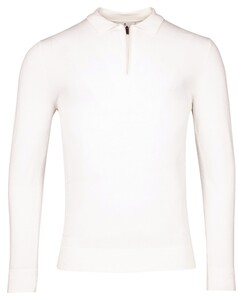 Thomas Maine Pullover Polo Half Zip Collar Single Knit Trui Off White