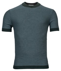Thomas Maine Pullover Shirt Reverse Jersey Knit Fine Stripe Pima Cotton T-Shirt Donker Groen