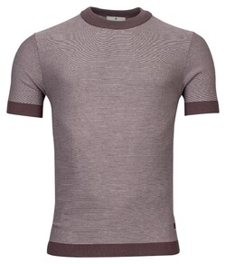 Thomas Maine Pullover Shirt Reverse Jersey Knit Fine Stripe Pima Cotton T-Shirt Donker Taupe