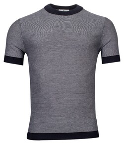 Thomas Maine Pullover Shirt Reverse Jersey Knit Fine Stripe Pima Cotton T-Shirt Navy