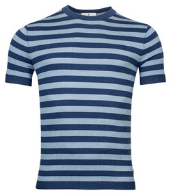 Thomas Maine Pullover Shirt Single Knit Crew Neck Yarn Dyed Stripes T-Shirt Dark Petrol