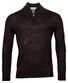 Thomas Maine Pullover Shirt Style Zip Merino Single Knit Dark Brown Melange