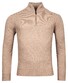 Thomas Maine Pullover Shirt Style Zip Rib & Single Knit Light Caramel Melange