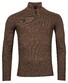 Thomas Maine Pullover Shirt Style Zip Rib & Single Knit Mid Brown