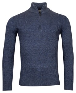 Thomas Maine Pullover Shirt Style Zip Rib & Single Knit Pullover Indigo
