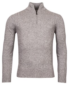 Thomas Maine Pullover Shirt Style Zip Rib & Single Knit Pullover Mid Grey Melange