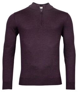 Thomas Maine Pullover Shirt Style Zip Single Knit Dark Aubergine