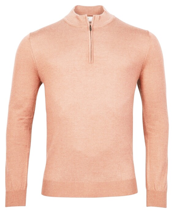 Thomas Maine Pullover Shirt Style Zip Single Knit Soft Coral