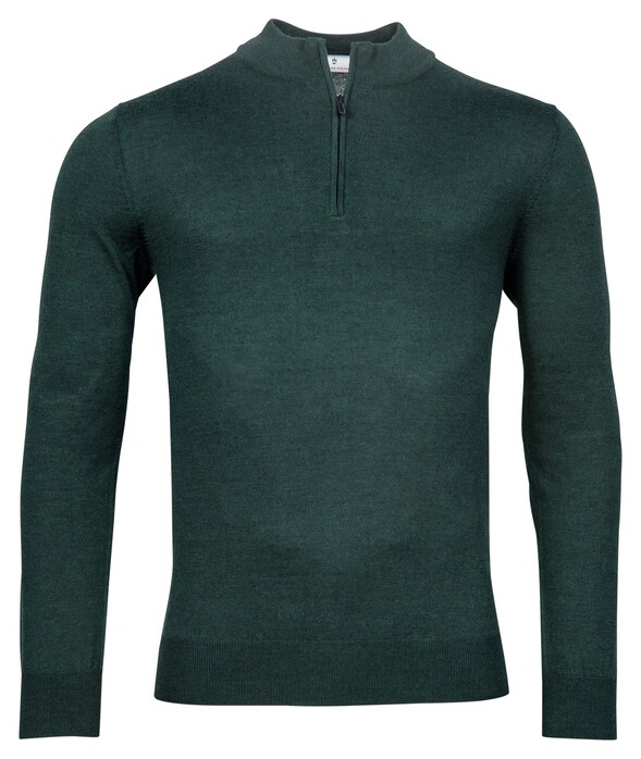 Thomas Maine Pullover Shirt Style Zip Single Knit Trui Dark Bottle Green