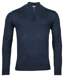 Thomas Maine Pullover Shirt Style Zip Single Knit Trui Denim Blue
