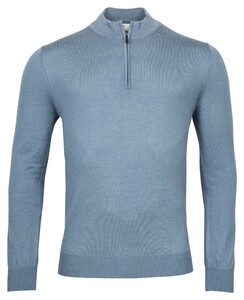 Thomas Maine Pullover Shirt Style Zip Single Knit Trui Grijsblauw