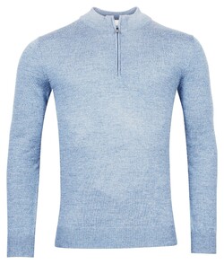 Thomas Maine Pullover Shirt Style Zip Single Knit Trui Licht Blauw