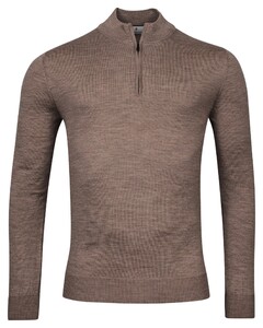 Thomas Maine Pullover Shirt Style Zip Single Knit Trui Taupe