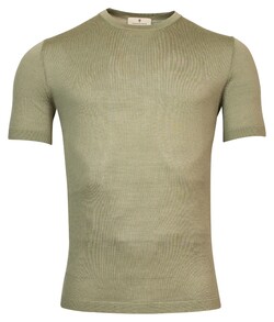 Thomas Maine Pullover Short Sleeve Merino Single Knit Crew Neck Soft Green