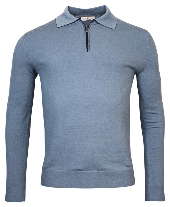 Thomas Maine Pullover Zip Collar Single Knit Steel Grey
