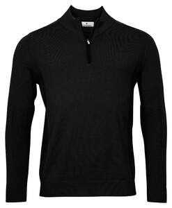 Thomas Maine Pullover Zip Single Structure Knit Black