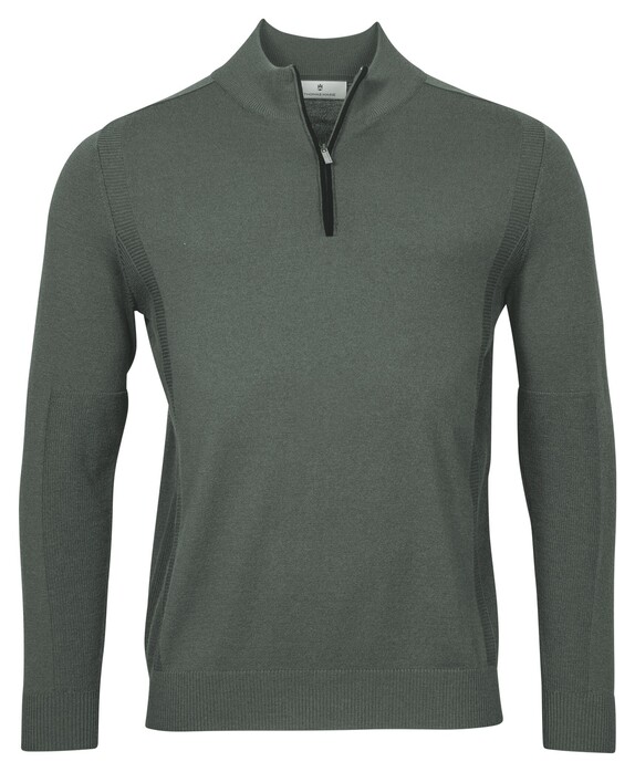 Thomas Maine Pullover Zip Single Structure Knit Mid Green