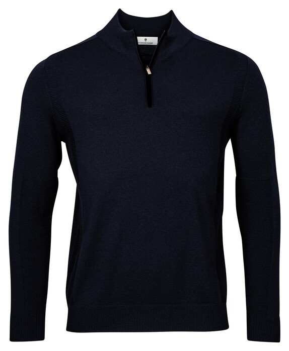 Thomas Maine Pullover Zip Single Structure Knit Navy