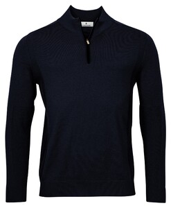 Thomas Maine Pullover Zip Single Structure Knit Trui Navy